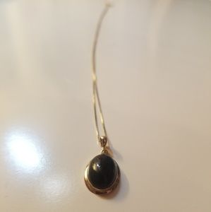 Black Onyx set in 14K Gold Italian Necklace.